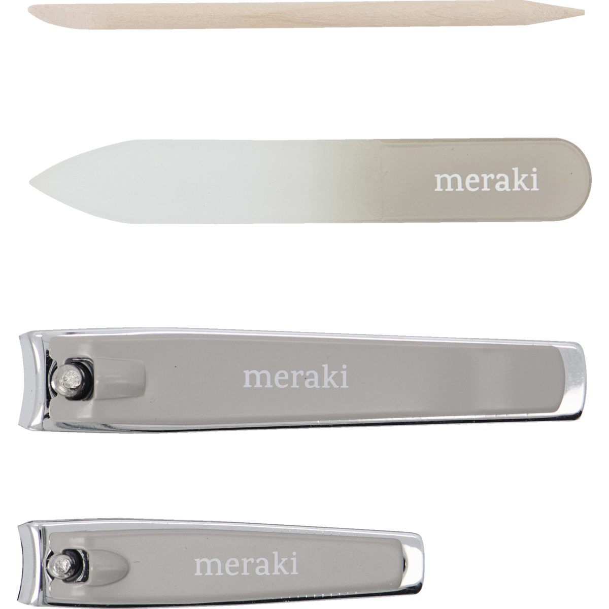 Kit de unhas, mkw. Cuticle Pusher, arquivo de unhas, clipper pequeno e cinza