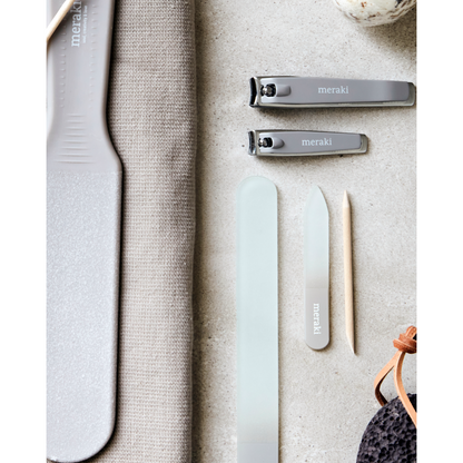 Kit de unhas, mkw. Cuticle Pusher, arquivo de unhas, clipper pequeno e cinza