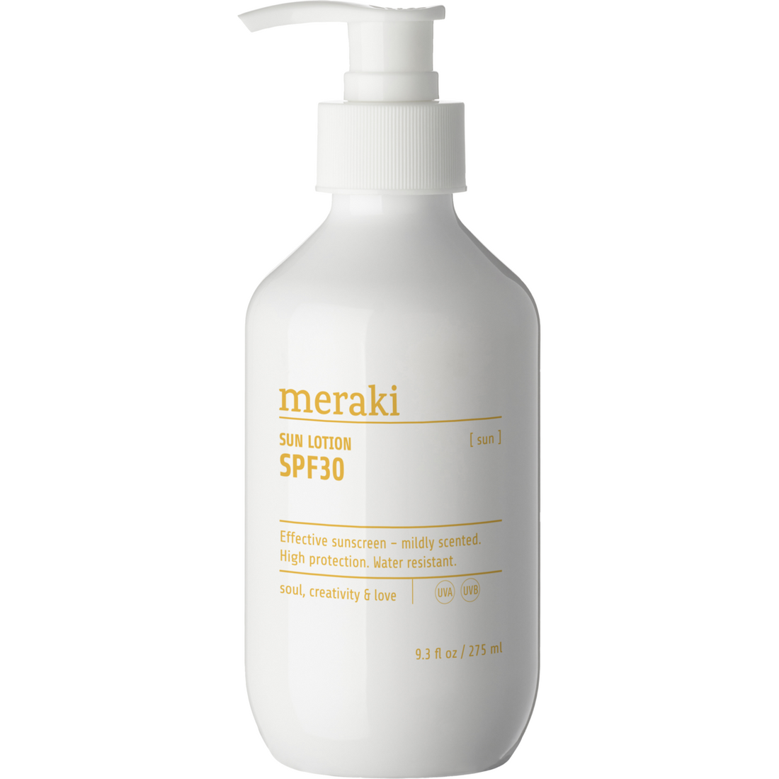 Loção solar, levemente perfumada, branca