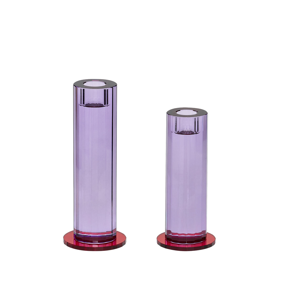 Castiçais Corte Roxo (conjunto de 2) - ø7xh16cm, ø7xh18cm