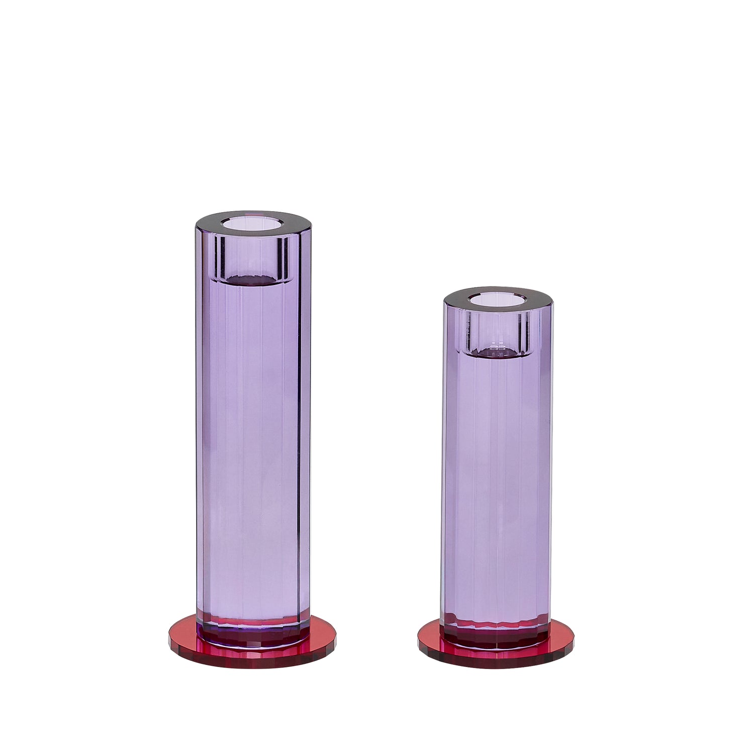 Castiçais Corte Roxo (conjunto de 2) - ø7xh16cm, ø7xh18cm