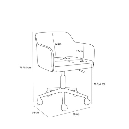 Cadeira de Escritório Descanso Cinza Escuro - 55x58xh73/83cm