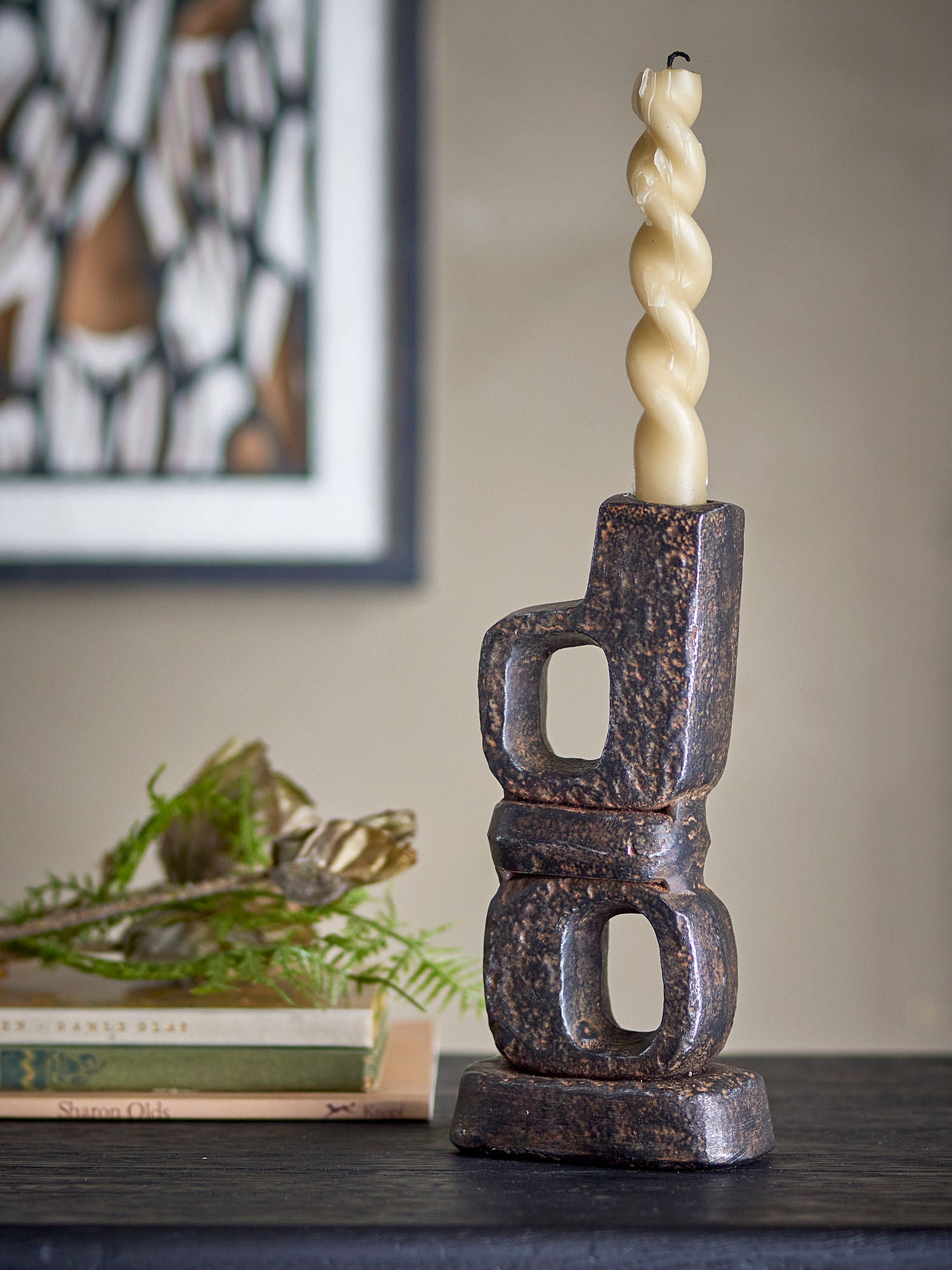 Bloomingville Sanah Candlestick, preto, ferro fundido