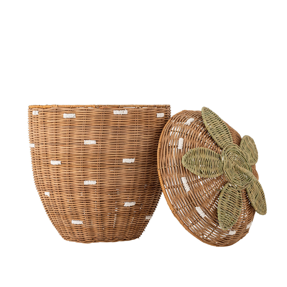 Cesta Bloomingville MINI Pelino com tampa, marrom, rattan