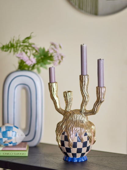 Bloomingville Medusa Candlestick, Ouro, Polyresin