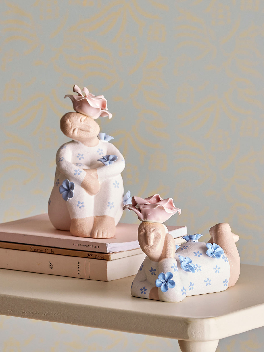 Bloomingville Floriella deko, azul, grés