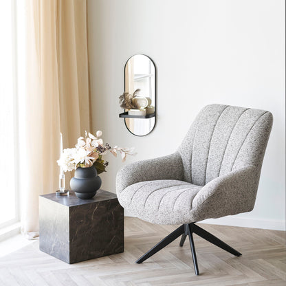 Olbia Mirror - Olbia Mirror, prateleira de metal, metal, preto 25x12x60 cm