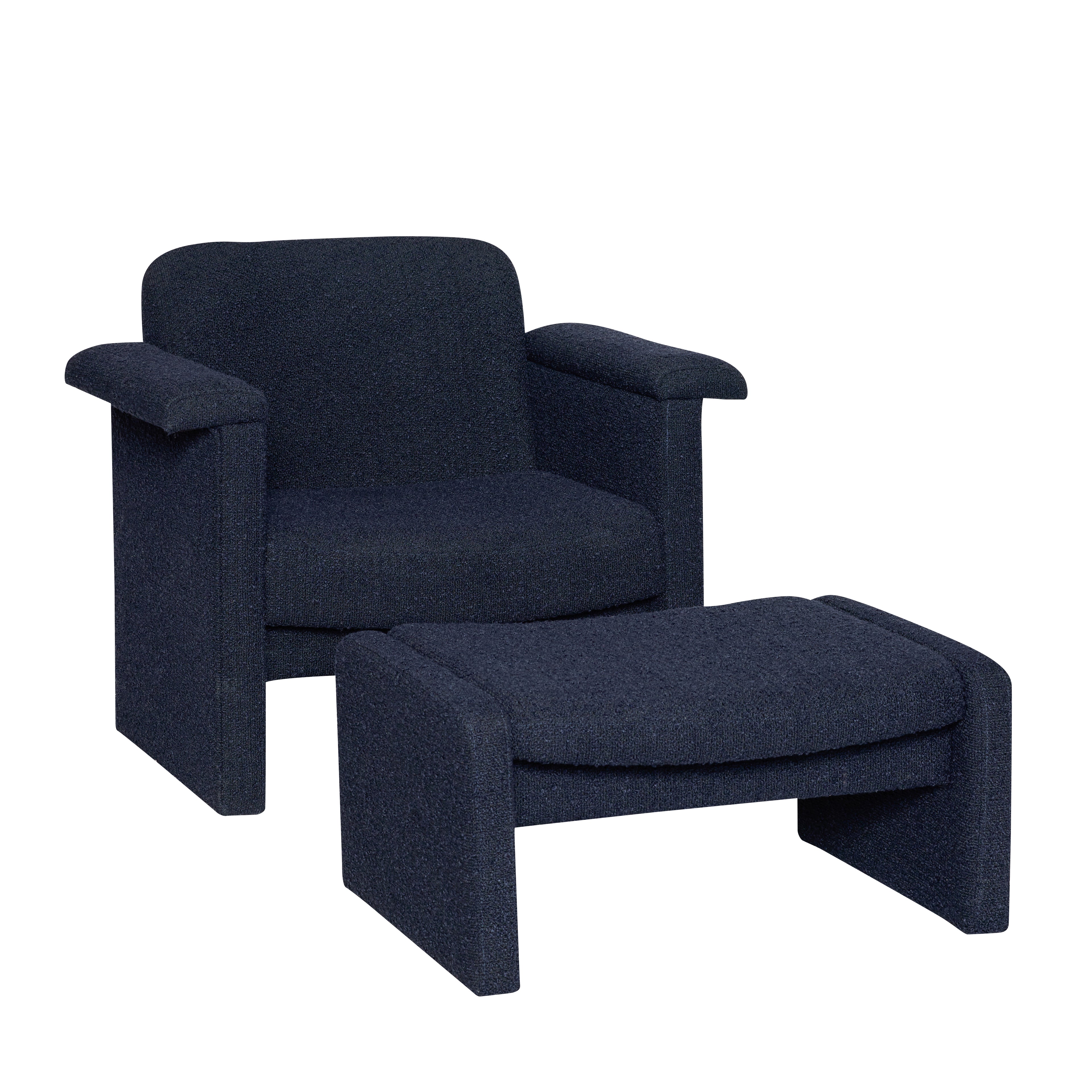 Cadeira Softy Lounge Azul escuro (conjunto de 2) - 96x73xh78cm, 76x55xh35cm