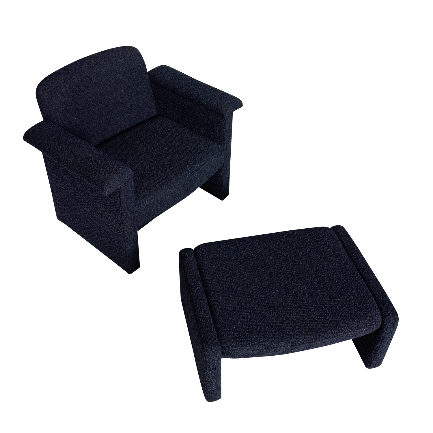 Cadeira Softy Lounge Azul escuro (conjunto de 2) - 96x73xh78cm, 76x55xh35cm