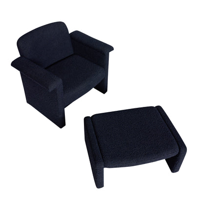 Cadeira Softy Lounge Azul escuro (conjunto de 2) - 96x73xh78cm, 76x55xh35cm