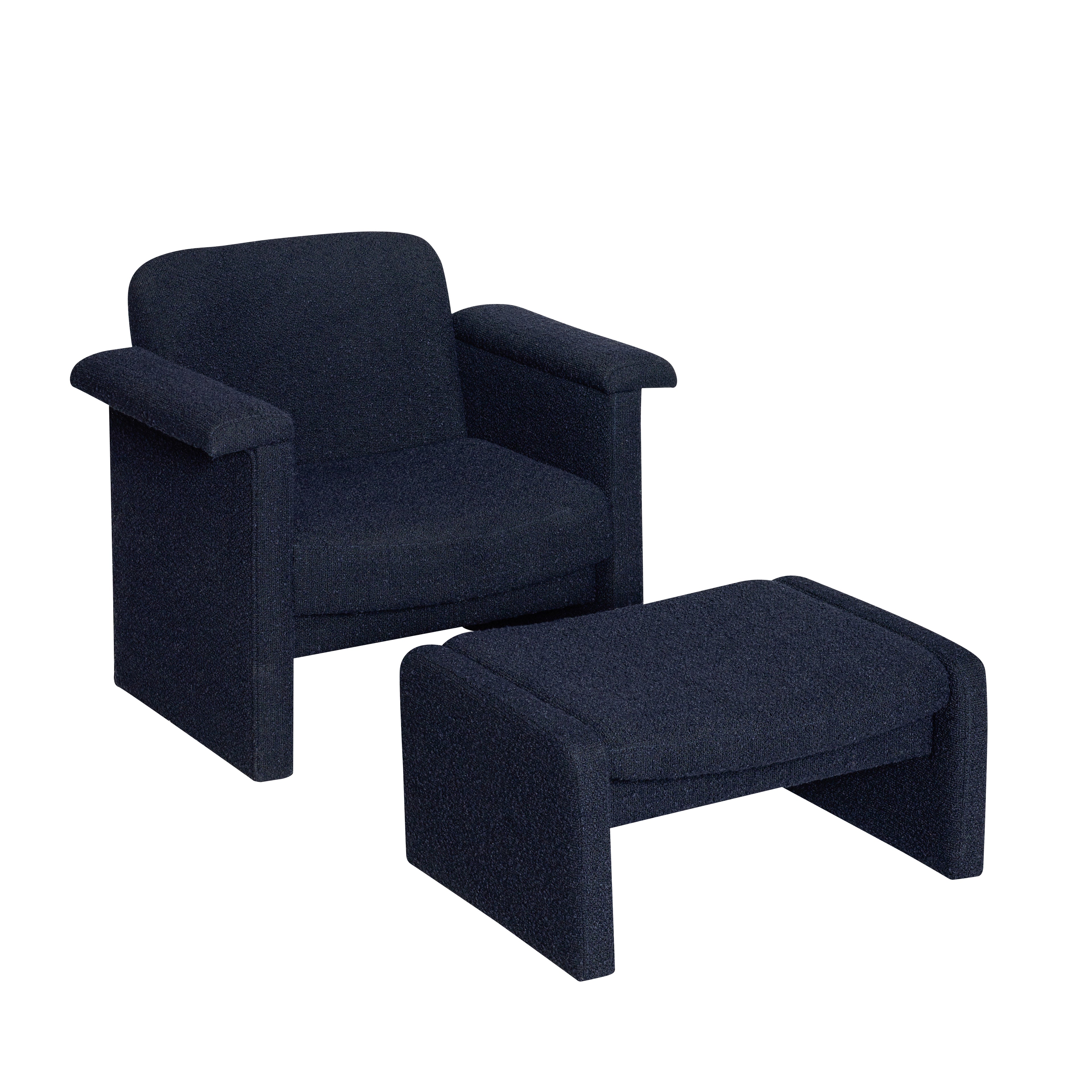 Cadeira Softy Lounge Azul escuro (conjunto de 2) - 96x73xh78cm, 76x55xh35cm