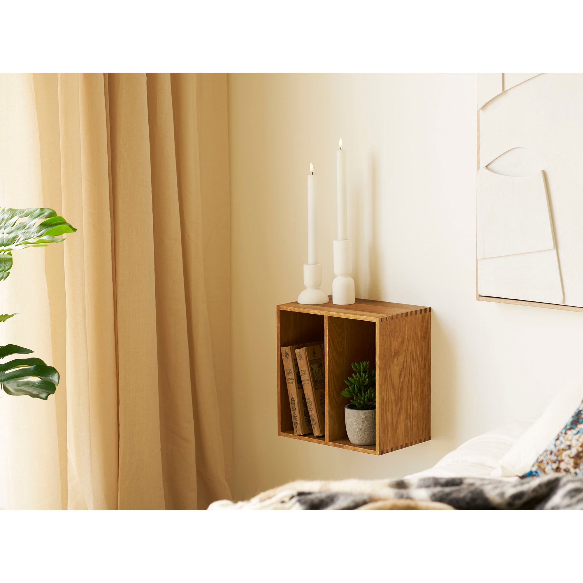 Prateleira de parede Townsville com compartimentos verticais - Prateleira de parede com compartimentos verticais, carvalho 18x30x30 cm