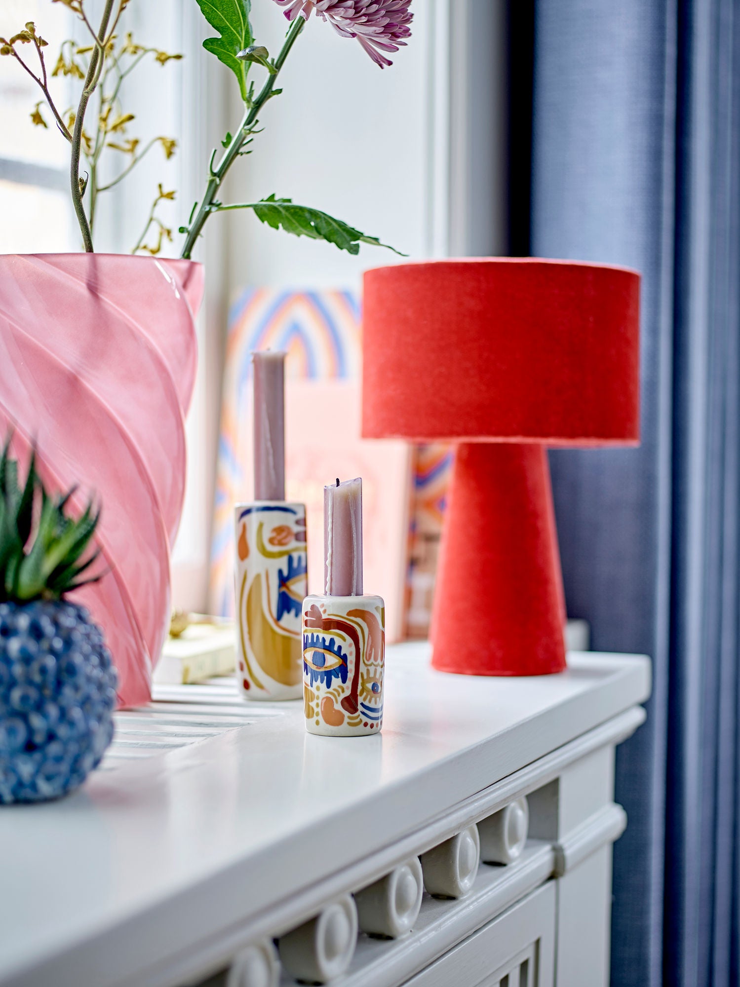 Bloomingville Emmie Table Lamp, vermelho, poliéster