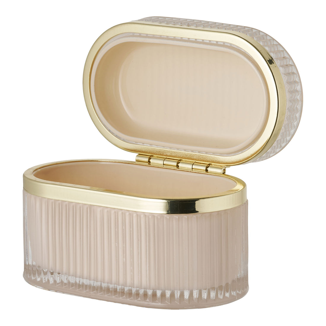 Love Glass Box - Caixa de vidro, nude/latão 13,5x8x9 cm