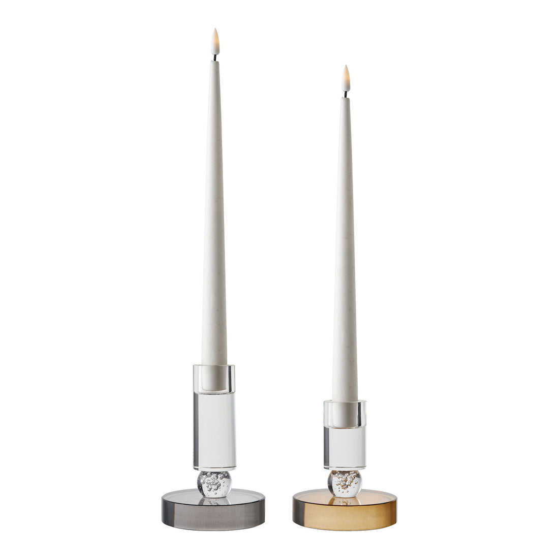 Castiçal - castiçal, vidro, marrom/branco Ø8.5x10 cm