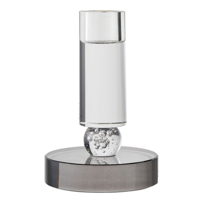 Candlestick - Candlestick, vidro, cinza/branco Ø9x13 cm