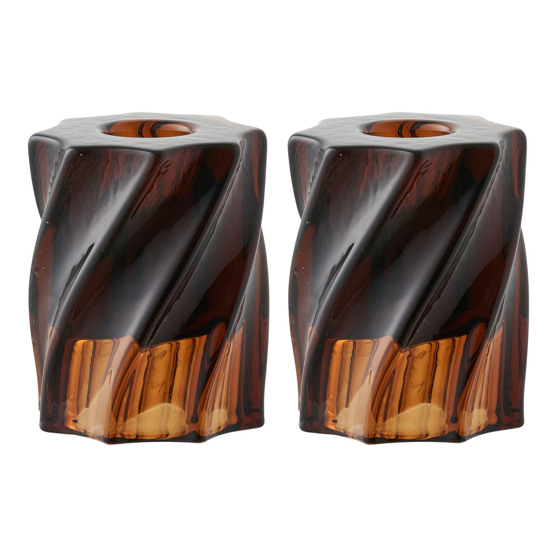 Castiçal - castiçal, vidro, conjunto marrom fumado de 2