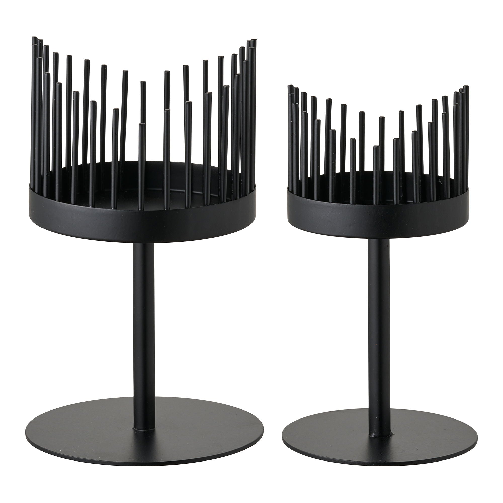 Candlestick - Candlestick, aço, conjunto preto de 2