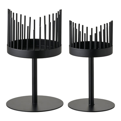 Candlestick - Candlestick, aço, conjunto preto de 2