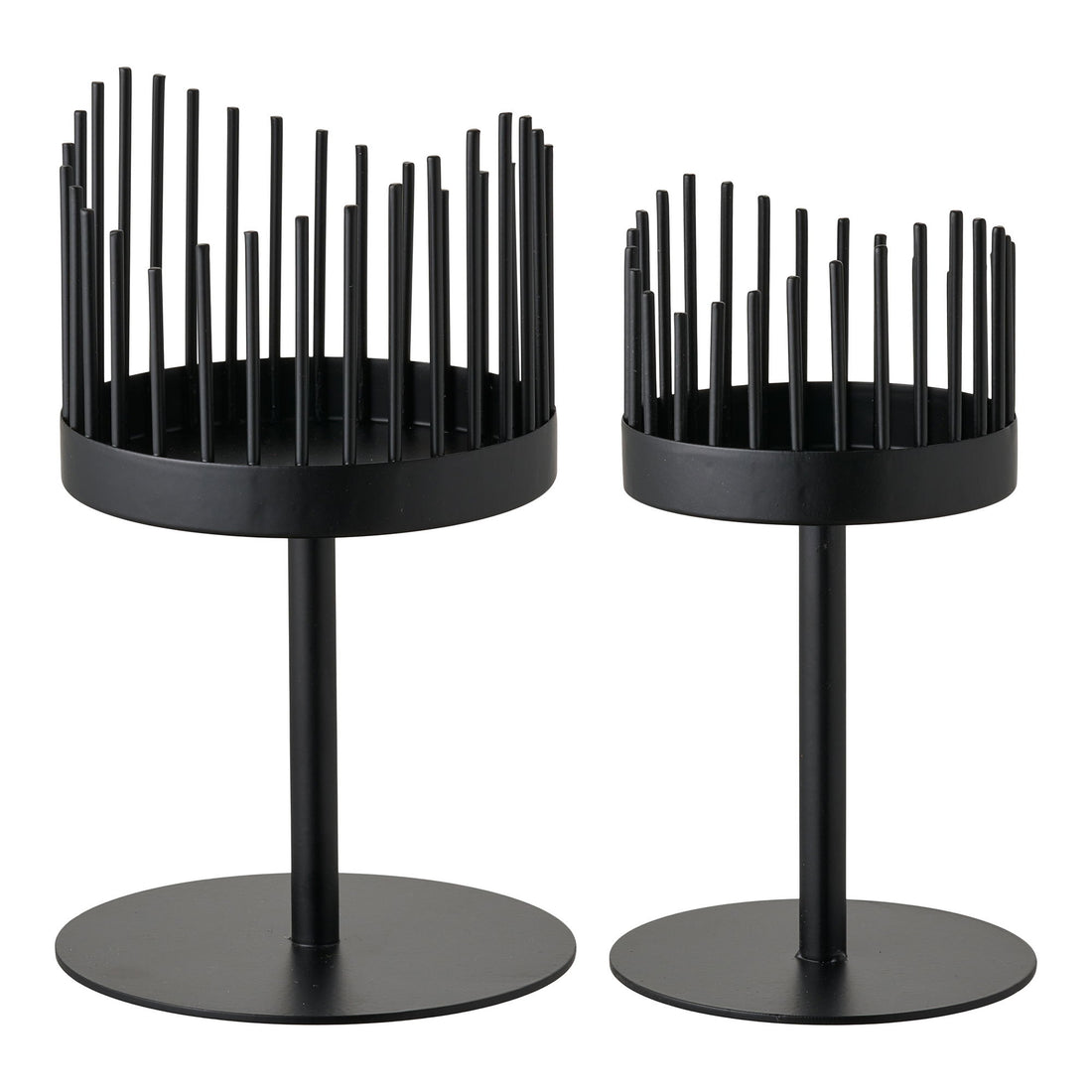 Candlestick - Candlestick, aço, conjunto preto de 2