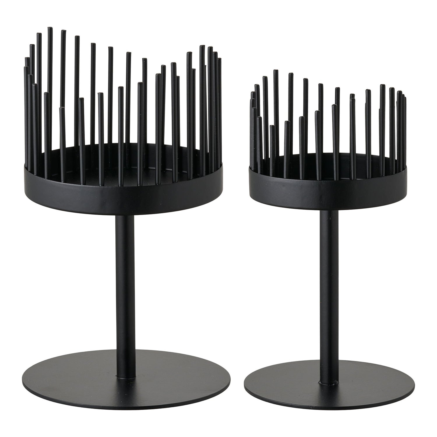 Candlestick - Candlestick, aço, conjunto preto de 2