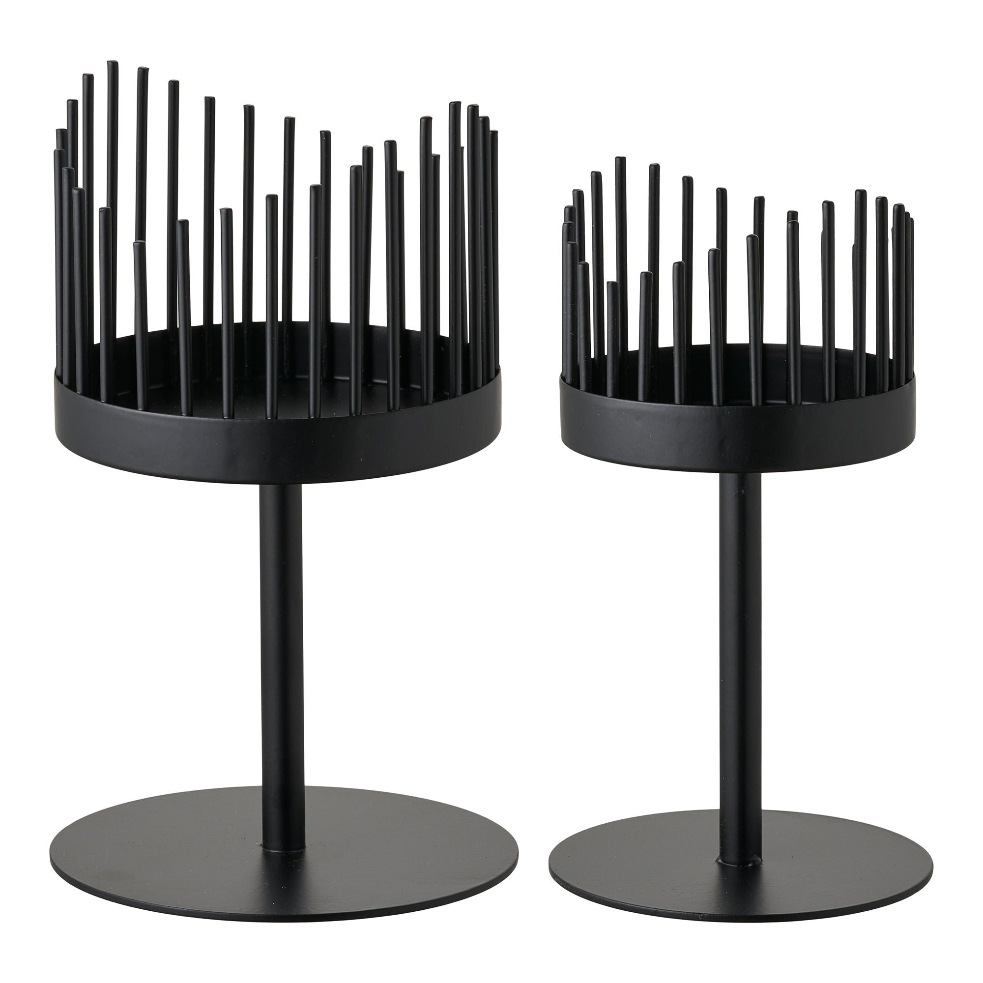 Candlestick - Candlestick, aço, conjunto preto de 2