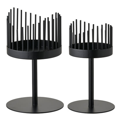 Candlestick - Candlestick, aço, conjunto preto de 2