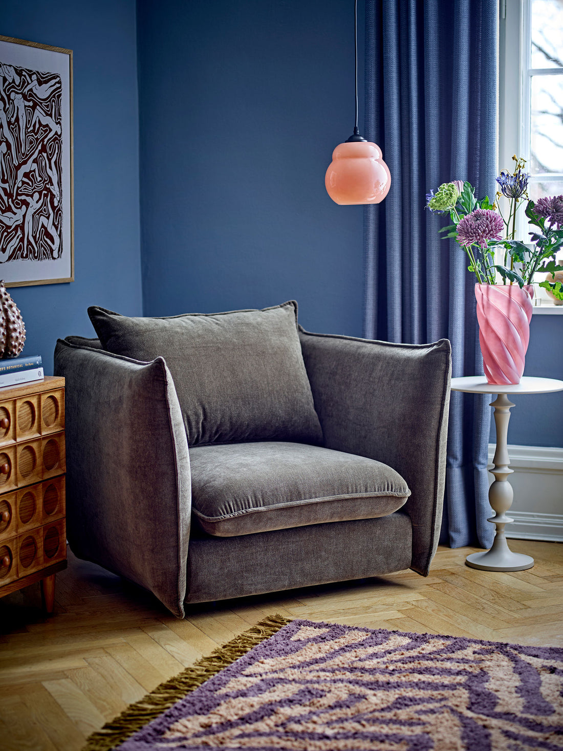 Mesa lateral de Bloomingville Annan, cinza, alumínio