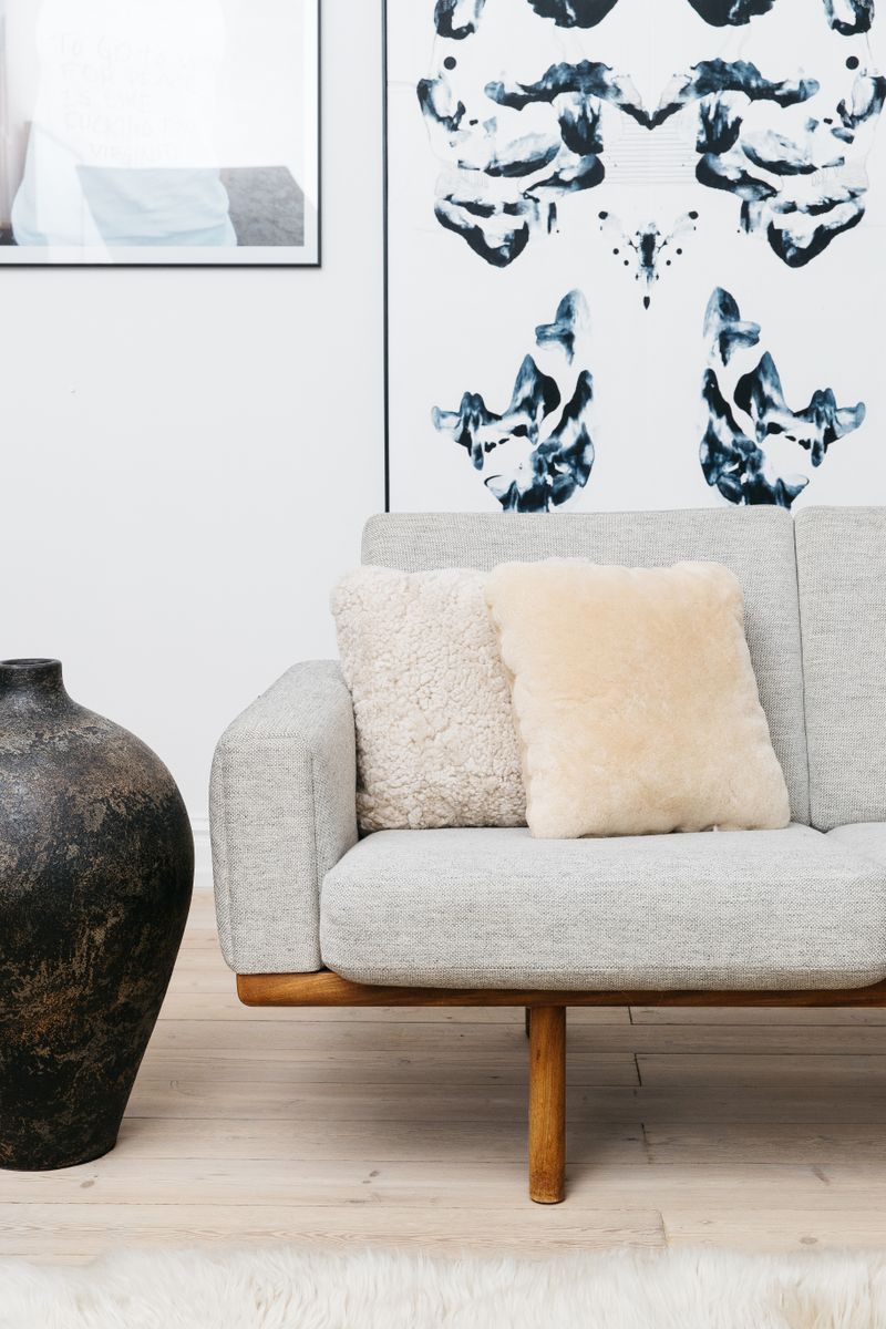 Almofada de pele de cordeiro | Pêlo curto | Nova Zelândia | Dupla Face | 40x40cm