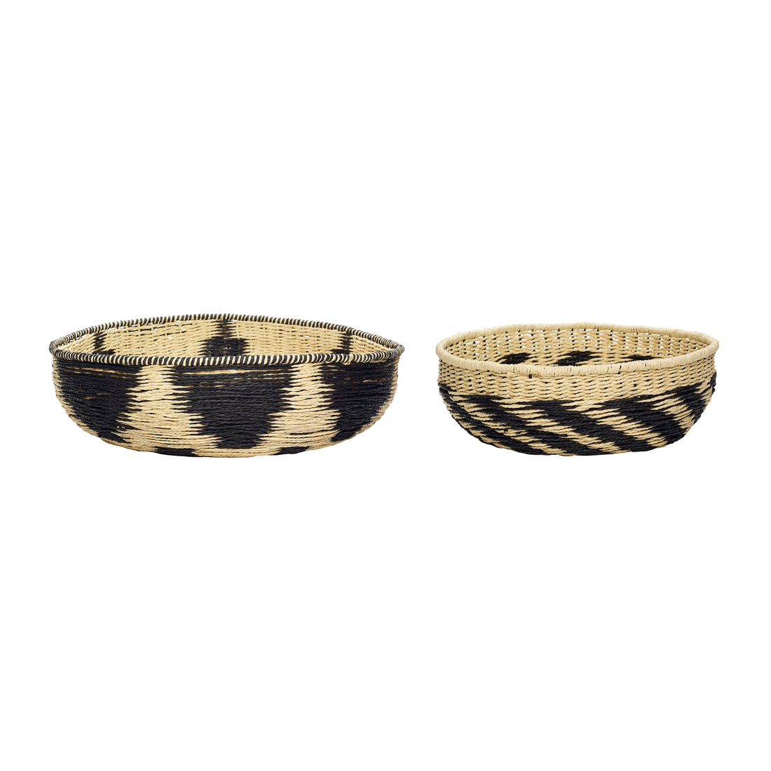 Curva atual preto/natureza (conjunto de 2) - Ø37xh13, Ø54xh15cm