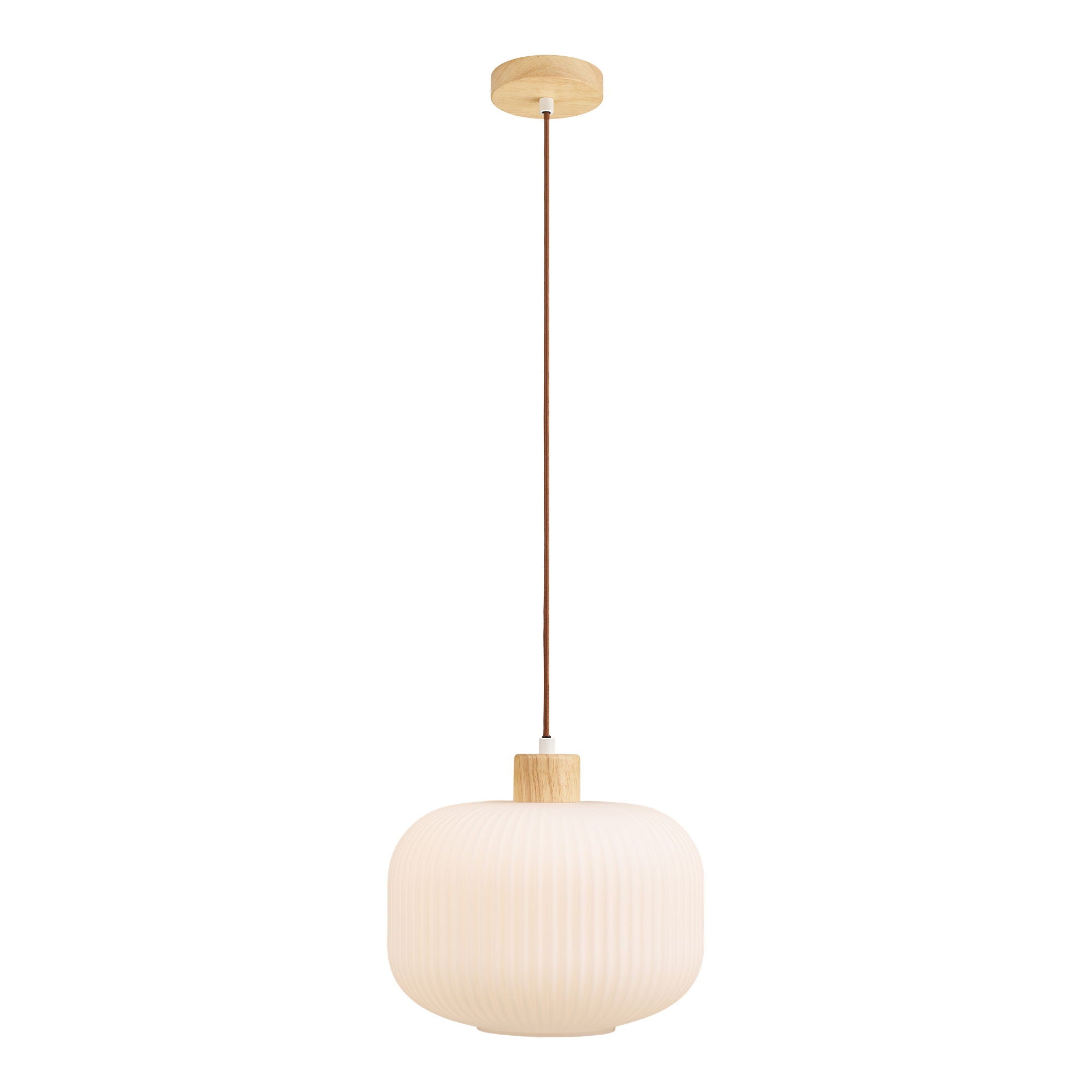 Argalo pendente - pendente, vidro/madeira, branco Ø30 cm