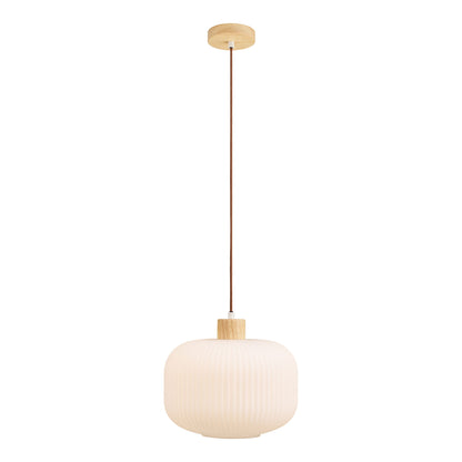 Argalo pendente - pendente, vidro/madeira, branco Ø30 cm