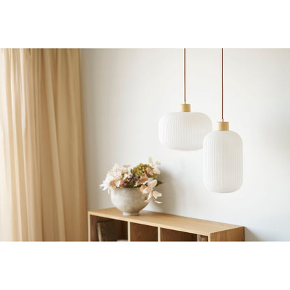 Argalo pendente - pendente, vidro/madeira, branco Ø30 cm