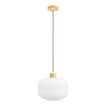 Argalo pendente - pendente, vidro/madeira, branco Ø30 cm