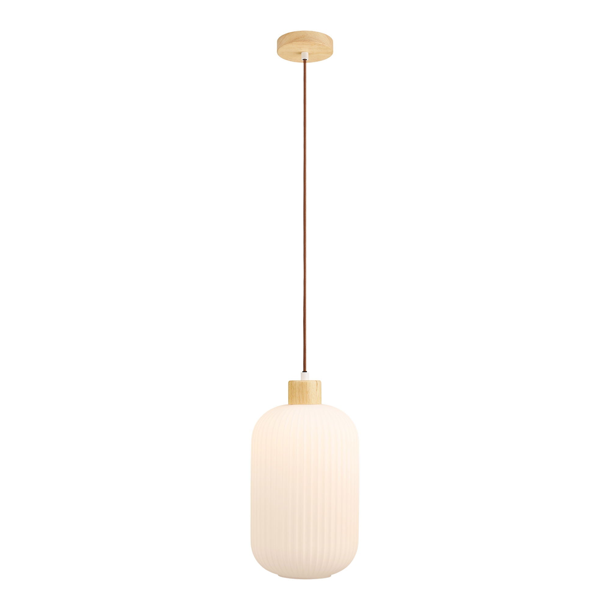 Argalo pendente - pendente, vidro/madeira, branco Ø20 cm