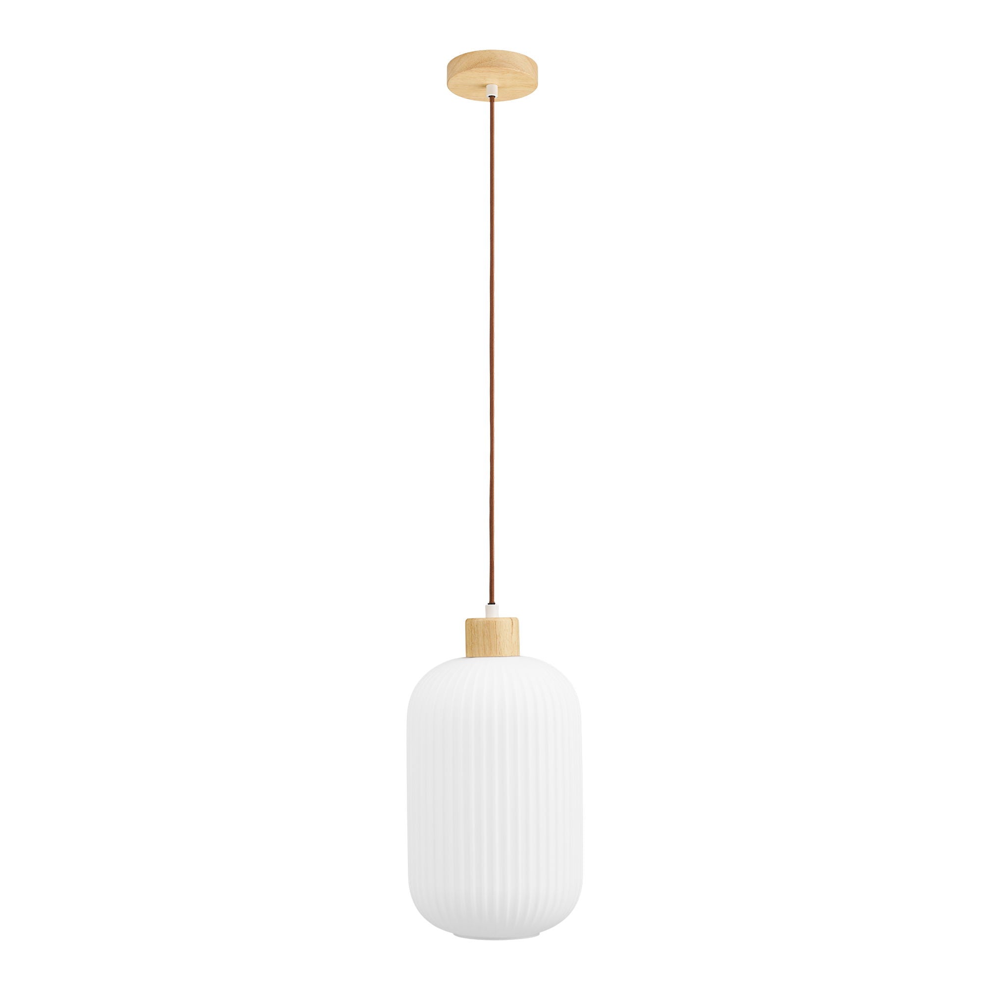Argalo pendente - pendente, vidro/madeira, branco Ø20 cm
