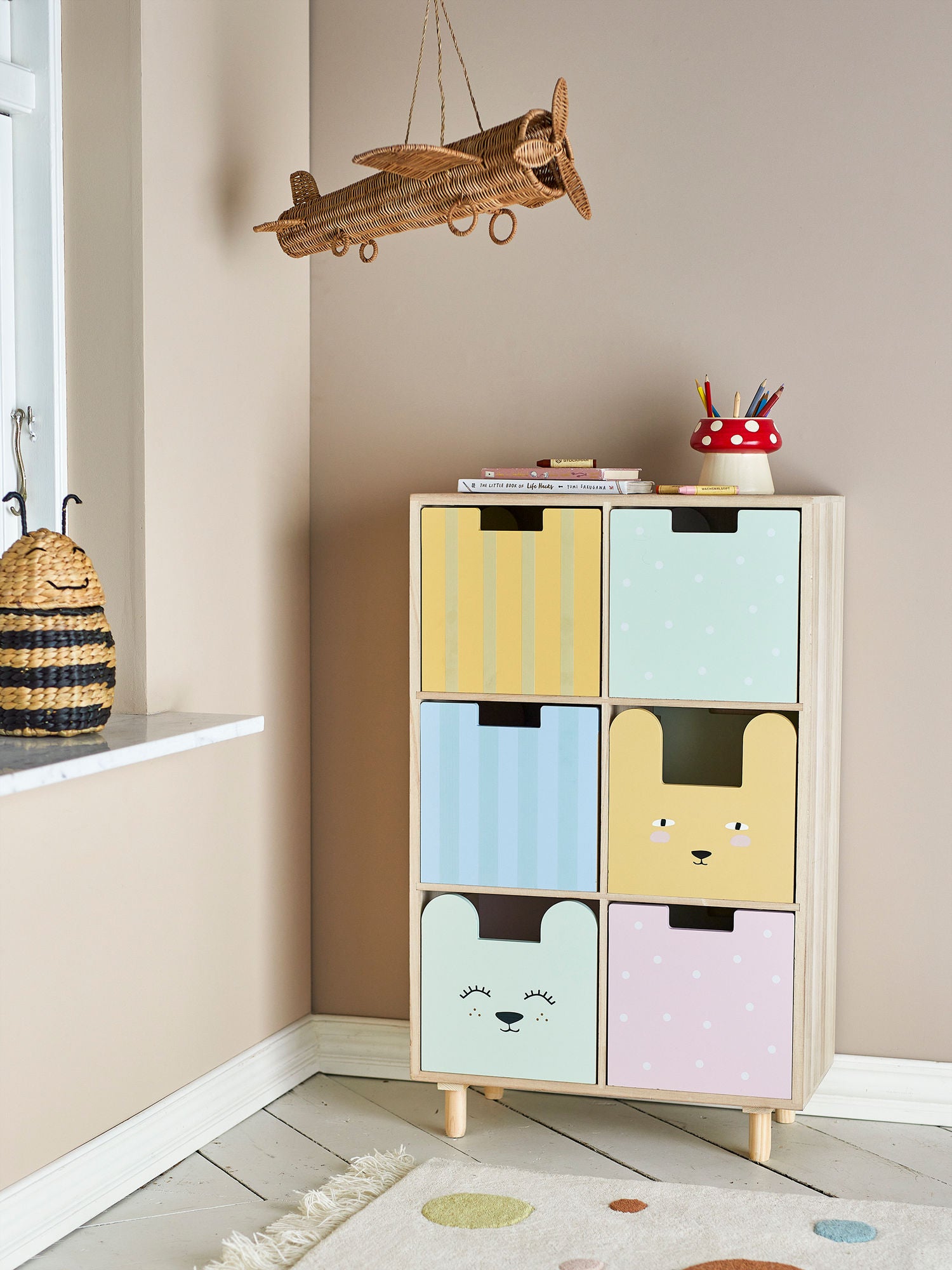 Bloomingville Mini Calle Bookcase com gavetas, natureza, imperador