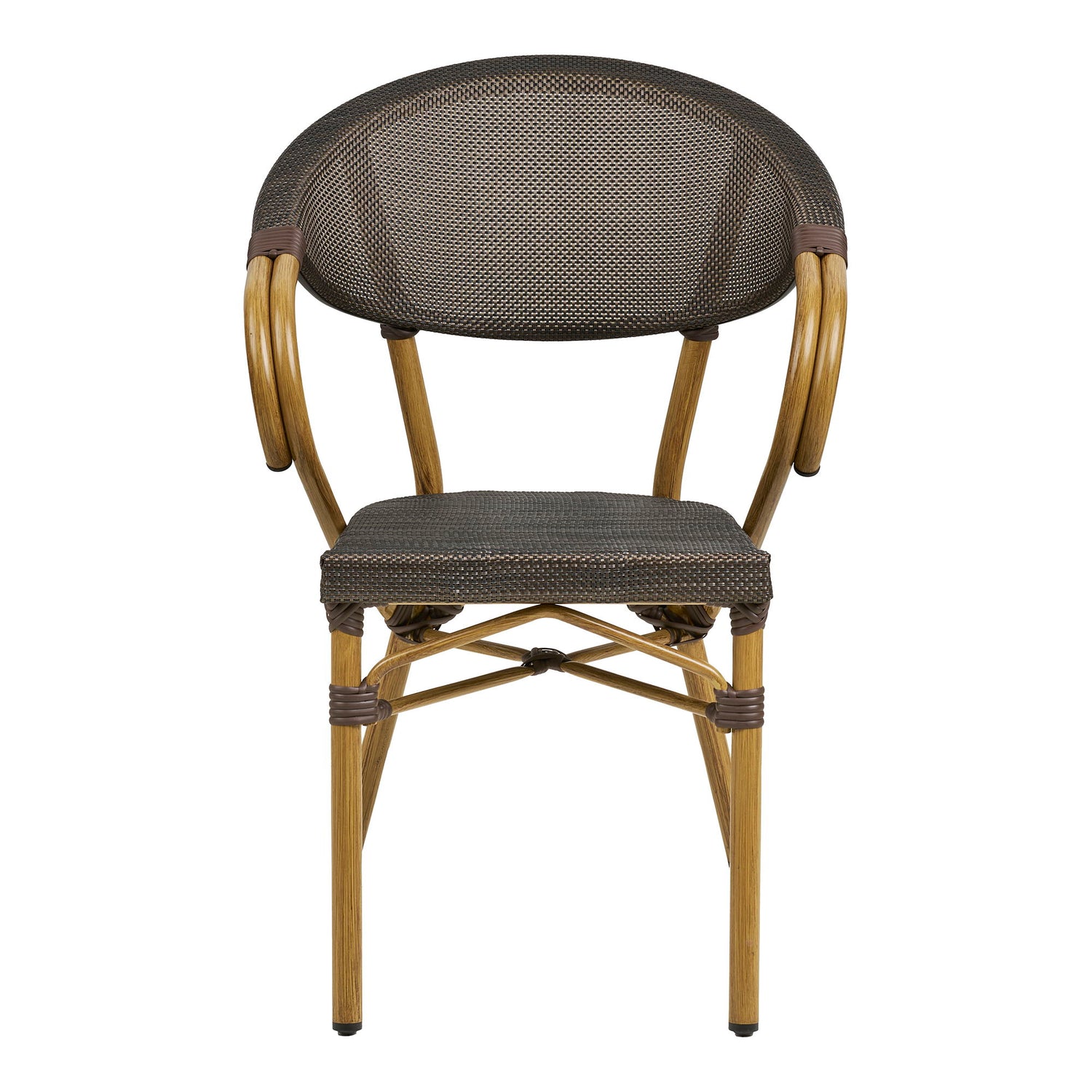 Cadeira de mesa de jantar Calda - cadeira de mesa de jantar, alumínio/têxteis, marrom escuro, look de bambu pernas