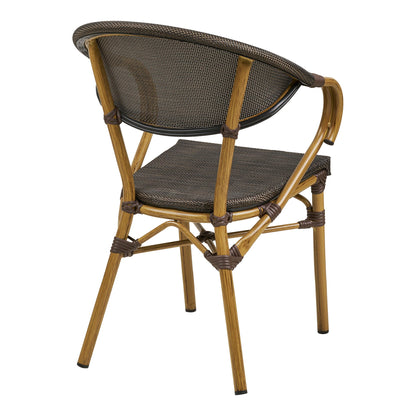 Cadeira de mesa de jantar Calda - cadeira de mesa de jantar, alumínio/têxteis, marrom escuro, look de bambu pernas