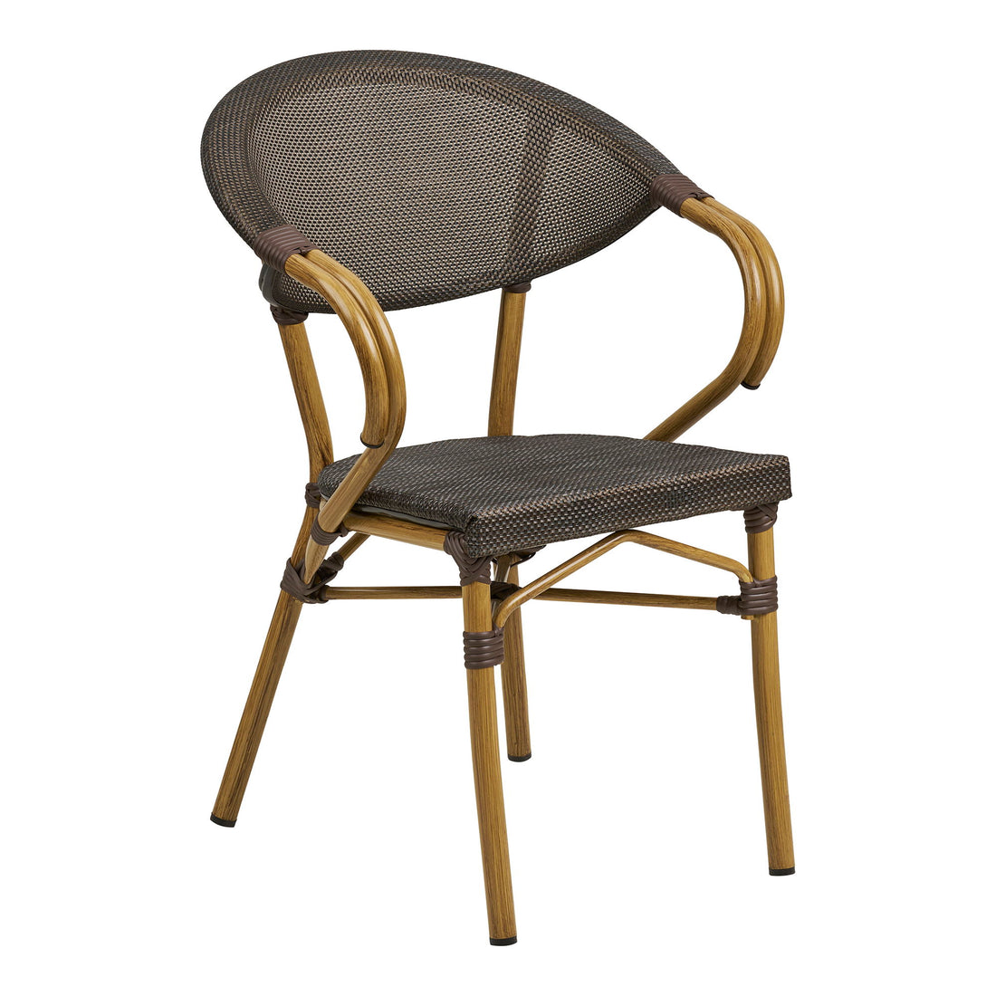 Cadeira de mesa de jantar Calda - cadeira de mesa de jantar, alumínio/têxteis, marrom escuro, look de bambu pernas
