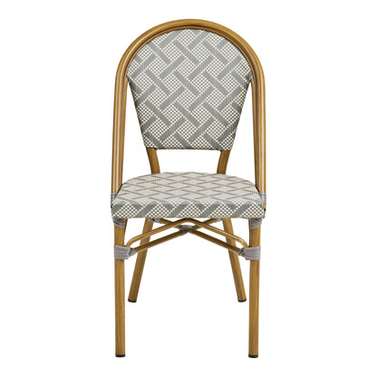 Cadeira de jantar de Lauria - cadeira de mesa de jantar, alumínio/têxteis, branco, cinza, bambu.
