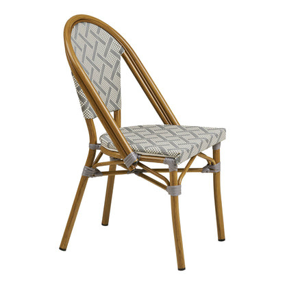 Cadeira de jantar de Lauria - cadeira de mesa de jantar, alumínio/têxteis, branco, cinza, bambu.