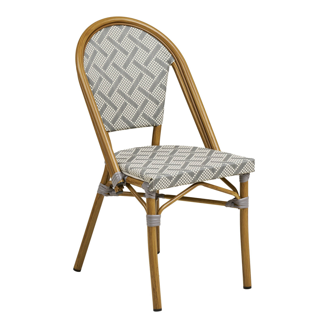 Cadeira de jantar de Lauria - cadeira de mesa de jantar, alumínio/têxteis, branco, cinza, bambu.