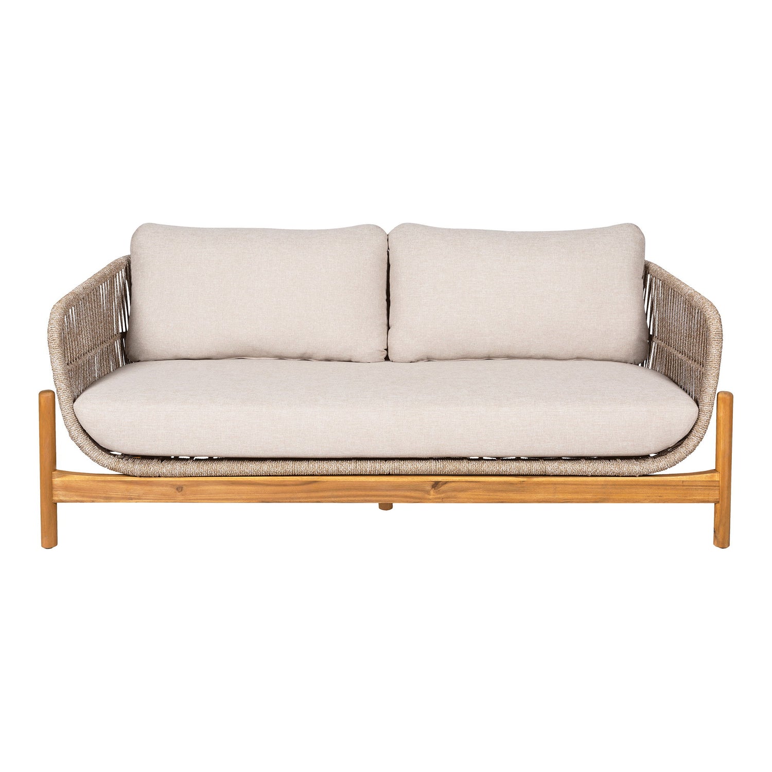 Sofá de lounge, acácia, bege, incl. Almofada
