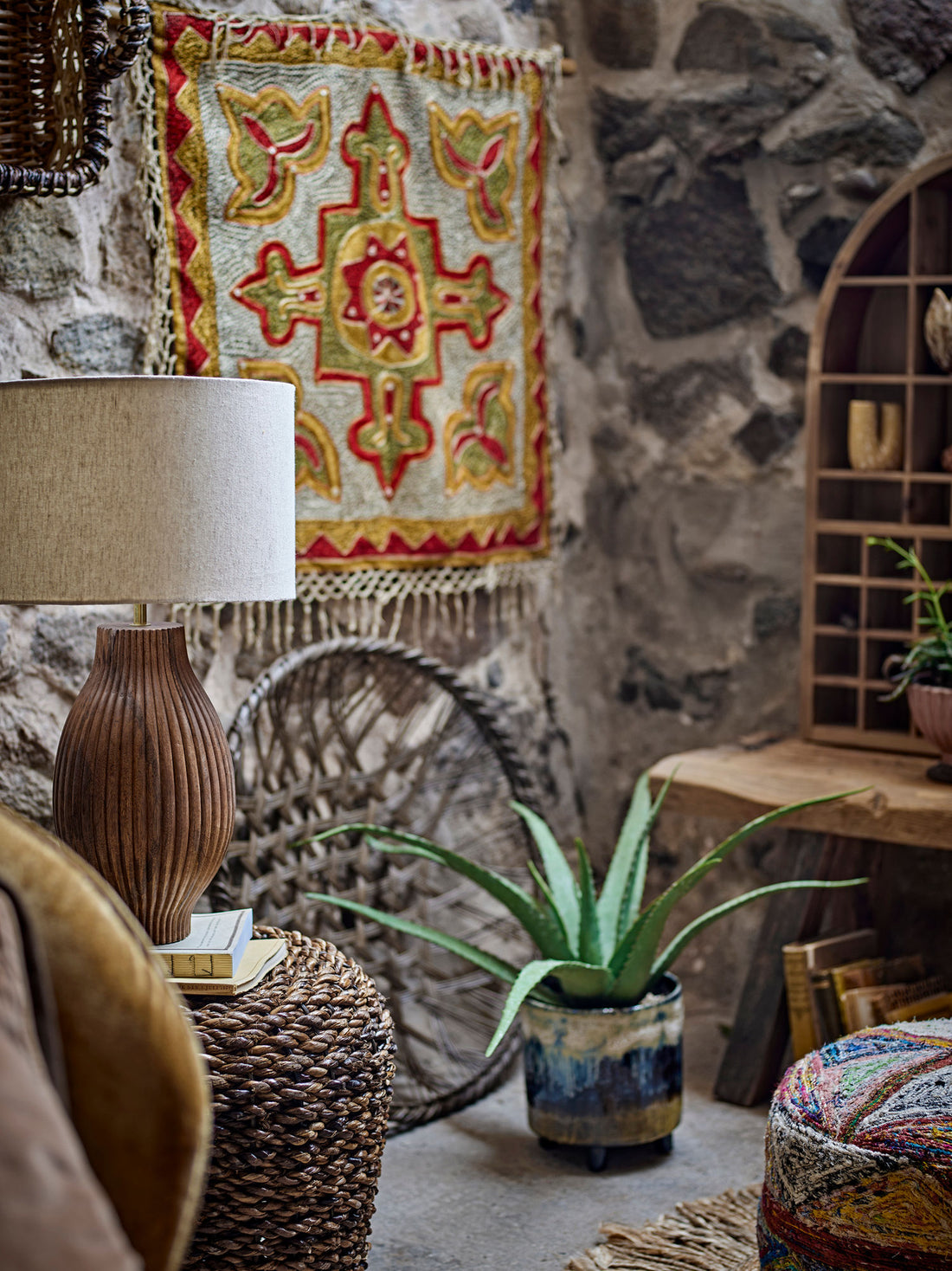 Coleção criativa Decoração de parede Mughal, vermelho, algodão