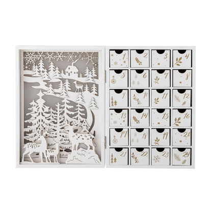 Calendário elimeiro de Bloomingville com luz, branca, compensado