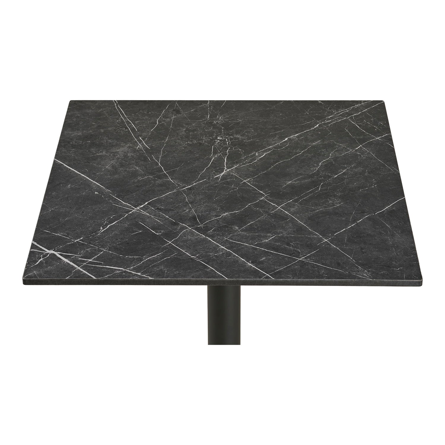 Tabela de cafés - mesa de café, marmore look bancada, cinza escuro, pernas pretas, alumínio 60x60x73 cm
