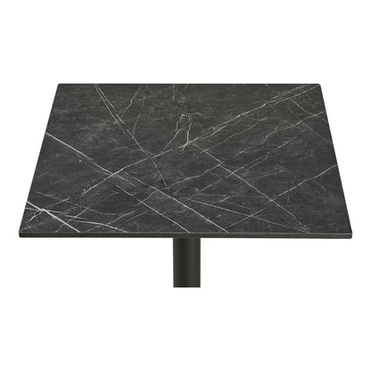 Tabela de cafés - mesa de café, marmore look bancada, cinza escuro, pernas pretas, alumínio 60x60x73 cm