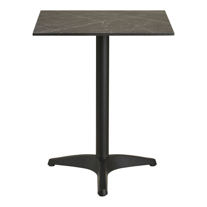 Tabela de cafés - mesa de café, marmore look bancada, cinza escuro, pernas pretas, alumínio 60x60x73 cm