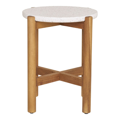 Mesa lateral, acácia/terazzo, natureza&lt;br&gt;Ø37x46 cm